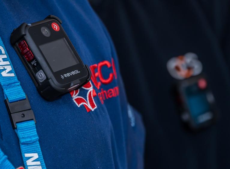The image shows the bodyworn cameras by members of the UECC team