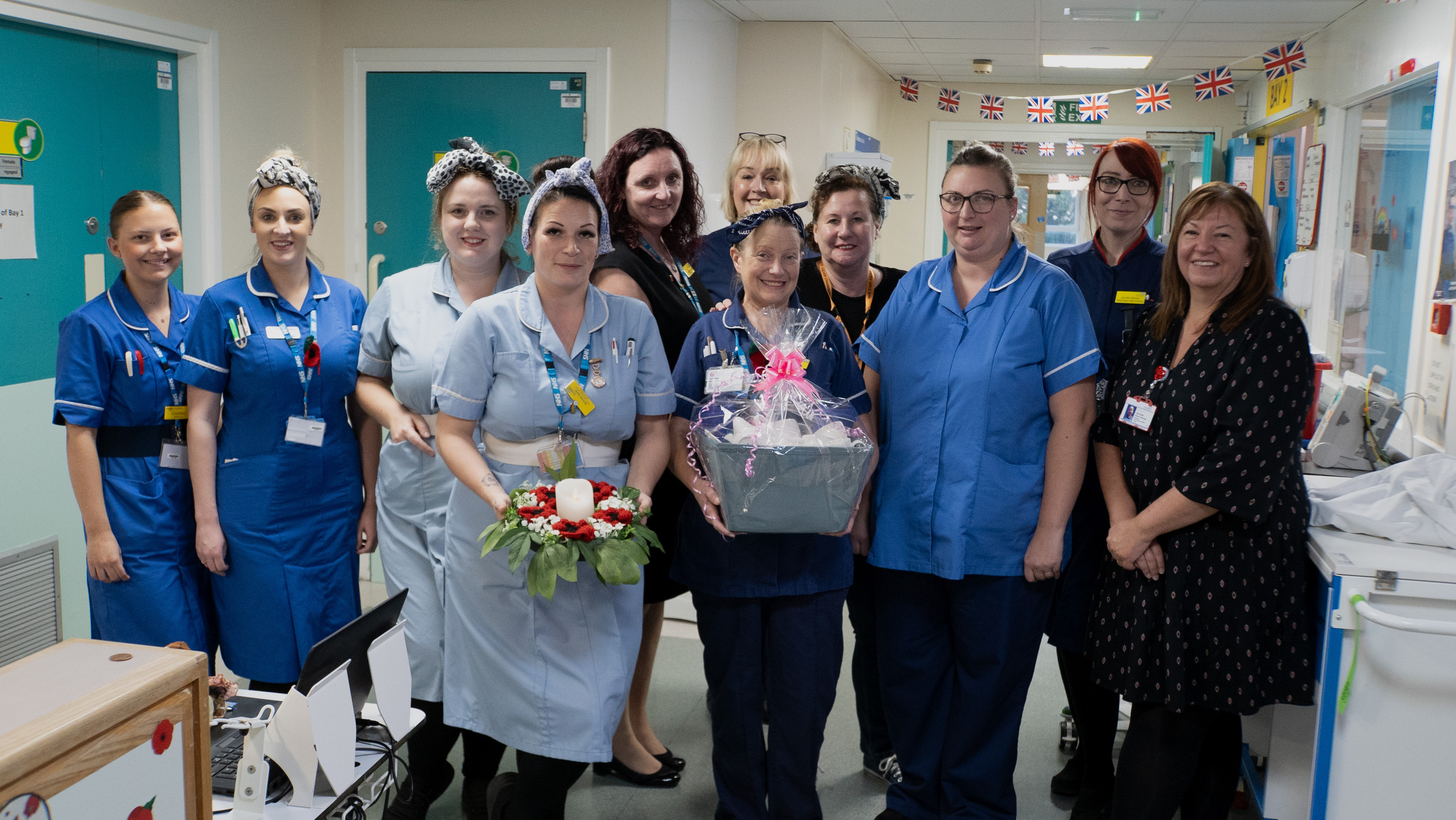 Ward A3 being awarded the winning hamper