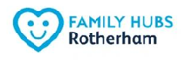 Family Hubs Rotherham logo with a smiley face in a love heart