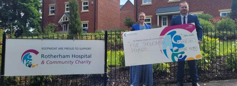A cheque presentation with Keepmoat Homes to celebrate sponsorship of a charity event 