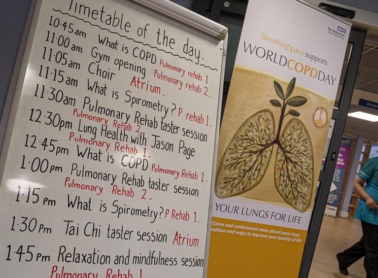Timetable of events for the COPD Day event.