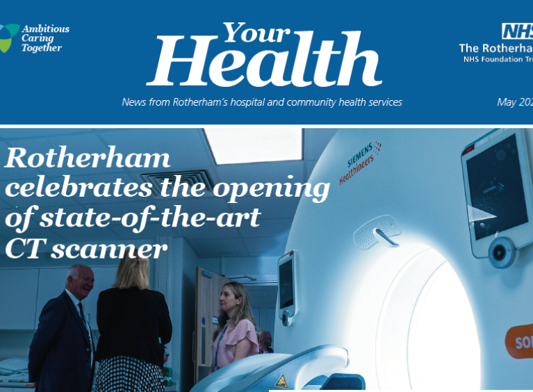 Front cover of Your Health showing the opening of a new CT scanner