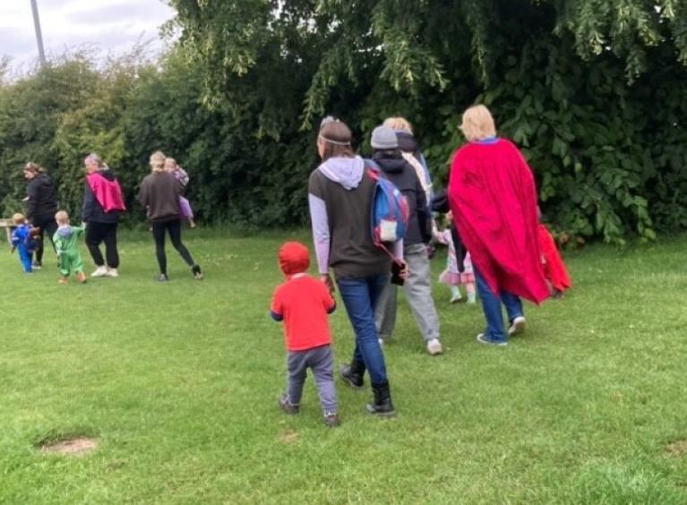 The image shows the families involved with the stay and play nursery in braithwell