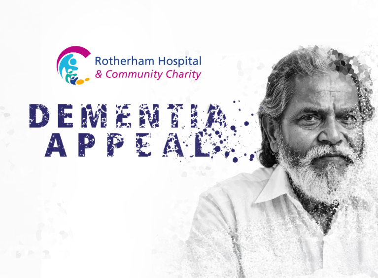 An elderly man pictured in black and white, with elements of the photo fading away to represent fading memories with the words Dementia Appeal.