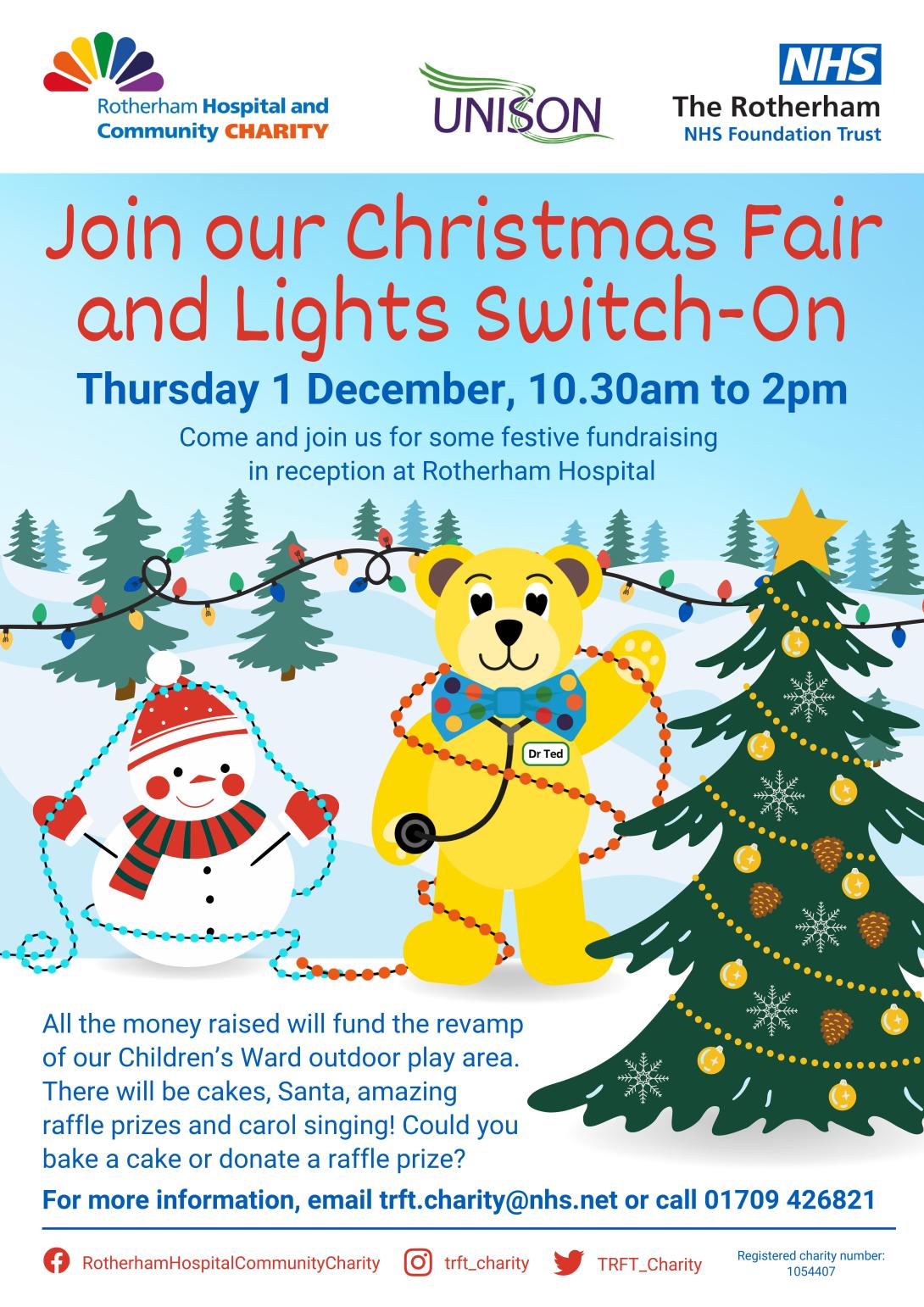 Poster for the 2022 Christmas light switch on, detailing the event.