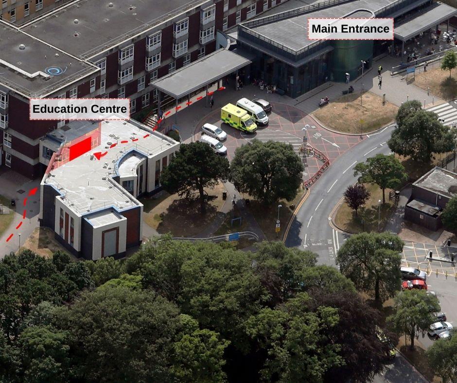 Map detailing entrance to Education Centre
