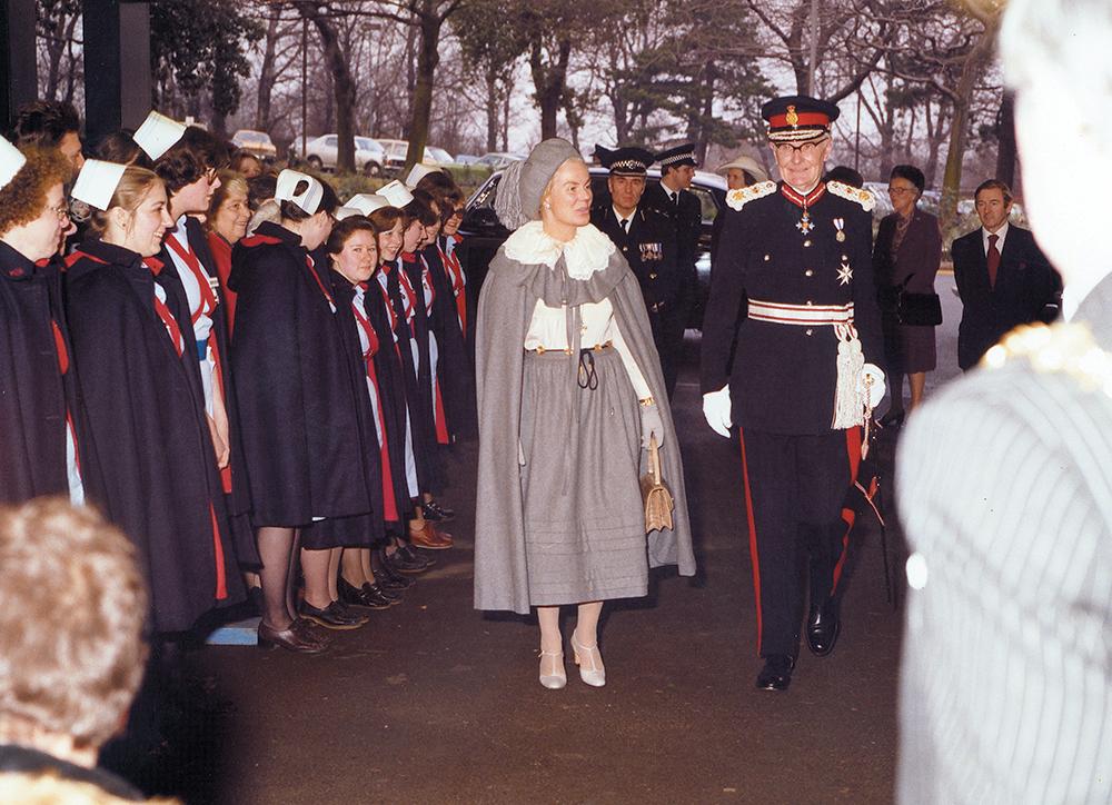 Duchess of Kent greeted by Rotherham Hospital staff at the official opening in December 1972