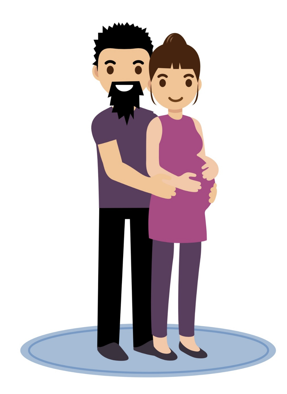 Pregnant person standing and being supported by someone else